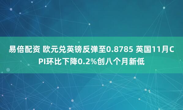 易倍配资 欧元兑英镑反弹至0.8785 英国11月CPI环比下降0.2%创八个月新低